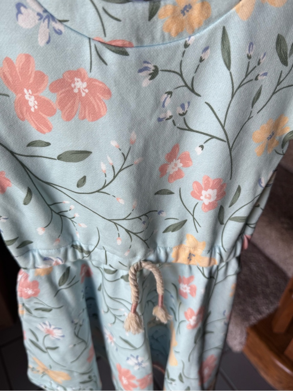 NWT Girls’ Deux Par Deux Printed French Terry Dress - Baby Blue Flowers - Picture 4 of 6